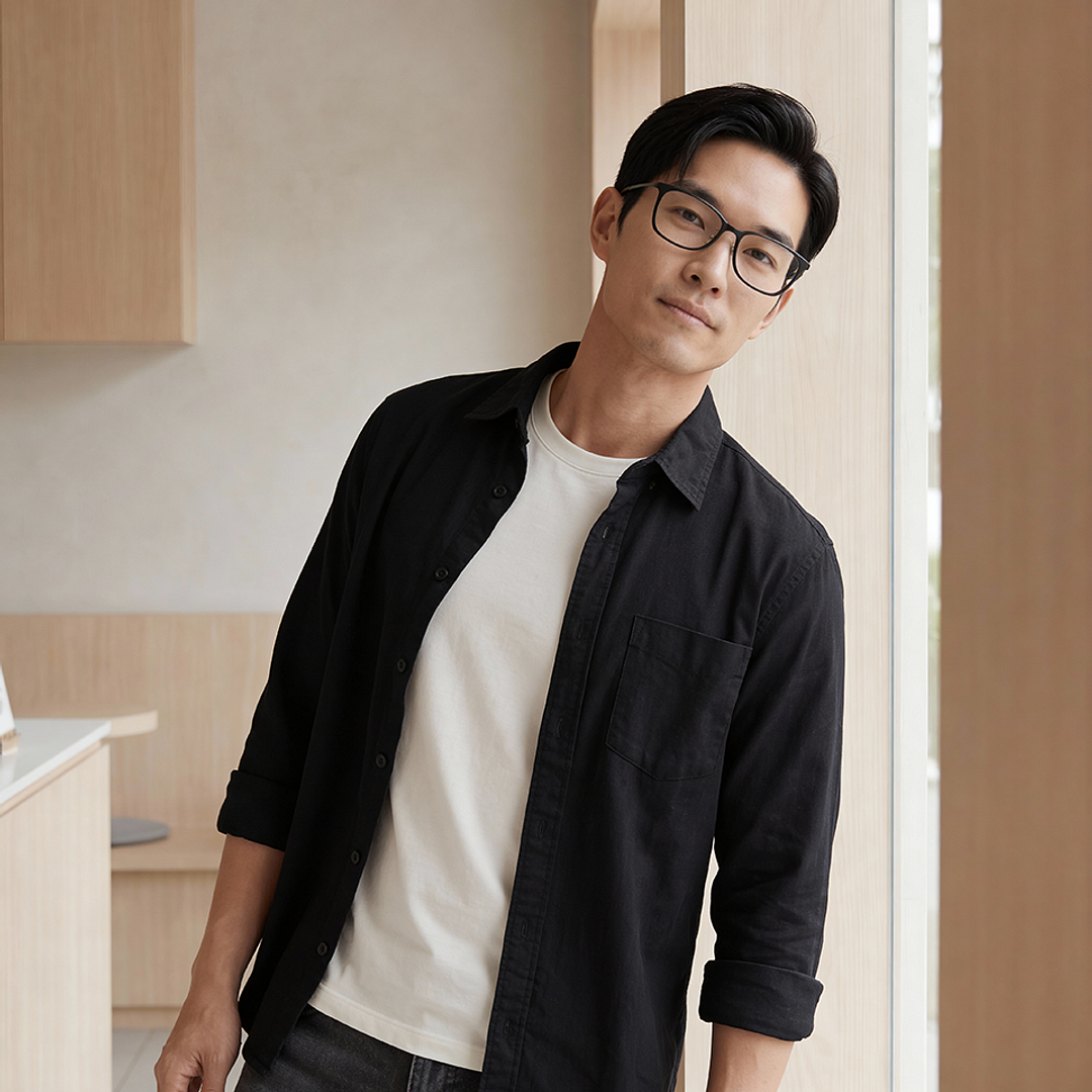 OWNDAYS | AIR Black Full Rim Wellington left side